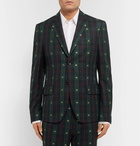 Gucci - Embroidered Checked Wool-Twill Blazer - Men - Green