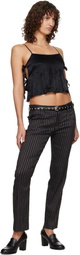 R13 Black Square Neck Tie Camisole