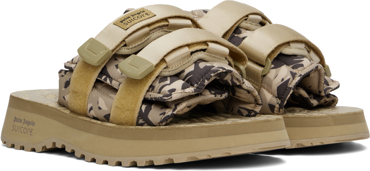 Palm Angels Beige & Black Suicoke Edition Moto-P Sandals