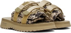 Palm Angels Beige & Black Suicoke Edition Moto-P Sandals