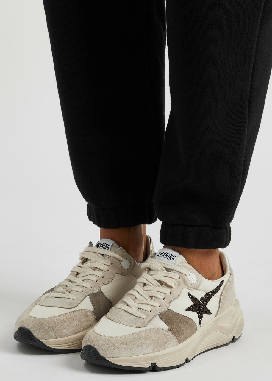 Golden Goose Running Sole Panelled Nylon Sneakers Cream