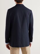 Rubinacci - Unstructured Double-Breasted Wool-Hopsack Suit Jacket - Blue