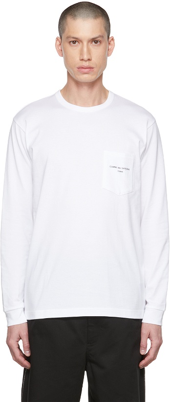 Photo: Comme des Garçons Homme White Pocket Long Sleeve T-Shirt