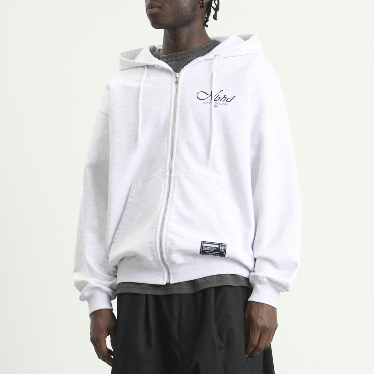 Neighborhood Men's Staple Logo Zip Hoodie in Oatmeal