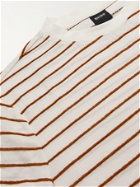 Hugo Boss - Striped Cotton and Linen-Blend Jersey T-Shirt - White