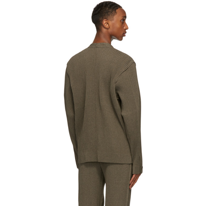 Homme Plisse Issey Miyake Brown Light Wool-Like Cardigan Homme