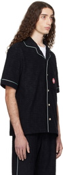 Casablanca Black Monogram Jacquard Towelling Short Sleeve Shirt