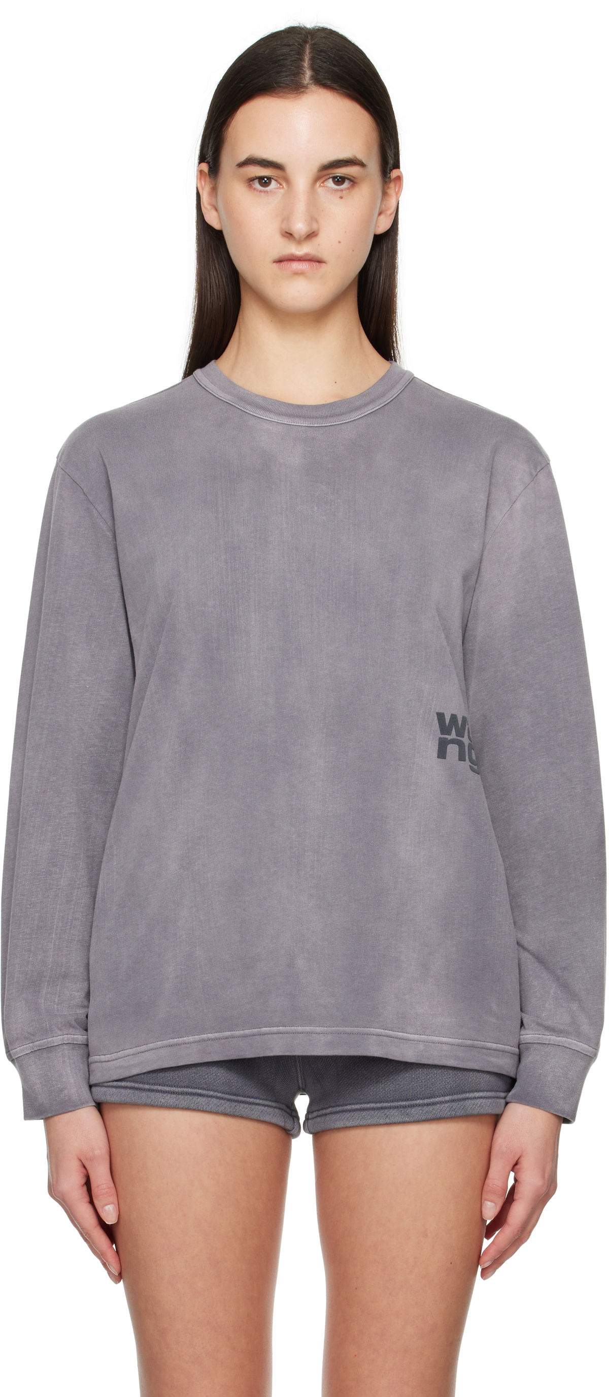 Tシャツ・カットソー Alexander Wang Puff logo t-shirt Grey puff logo tee in cotton jersey in LIGHT HEATHER GREY