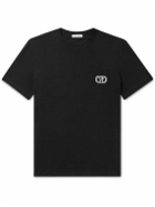 Valentino Garavani - Logo-Embroidered Cotton-Jersey T-Shirt - Black