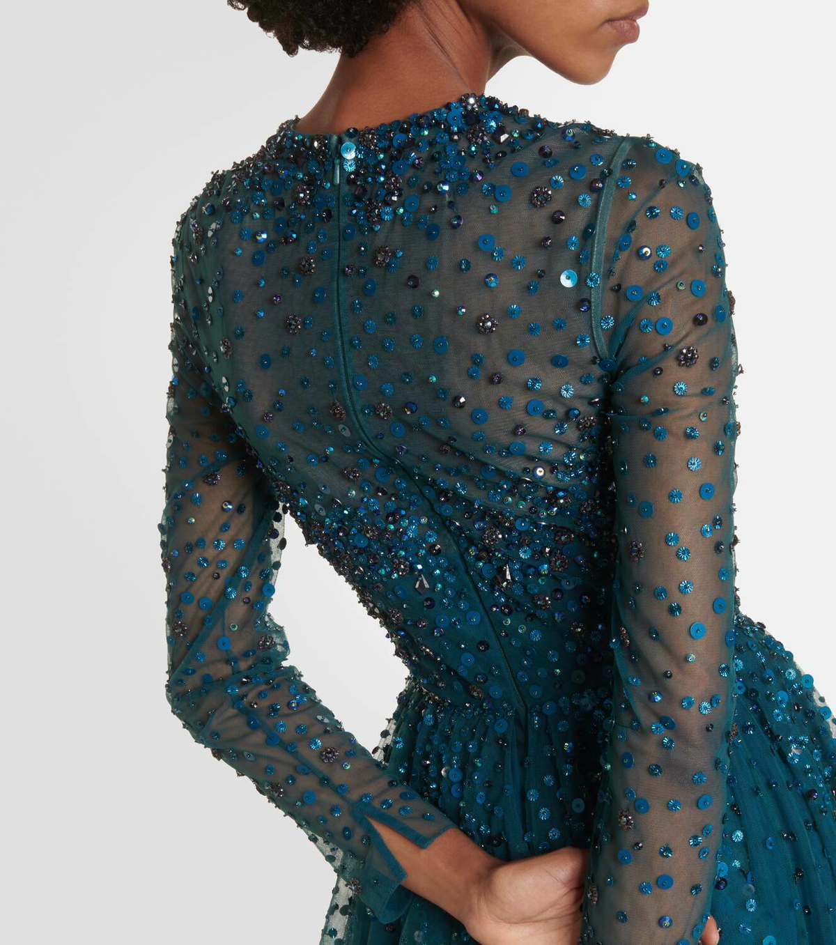 green emerald velvet dress Sarai Strapless Sequin Gown