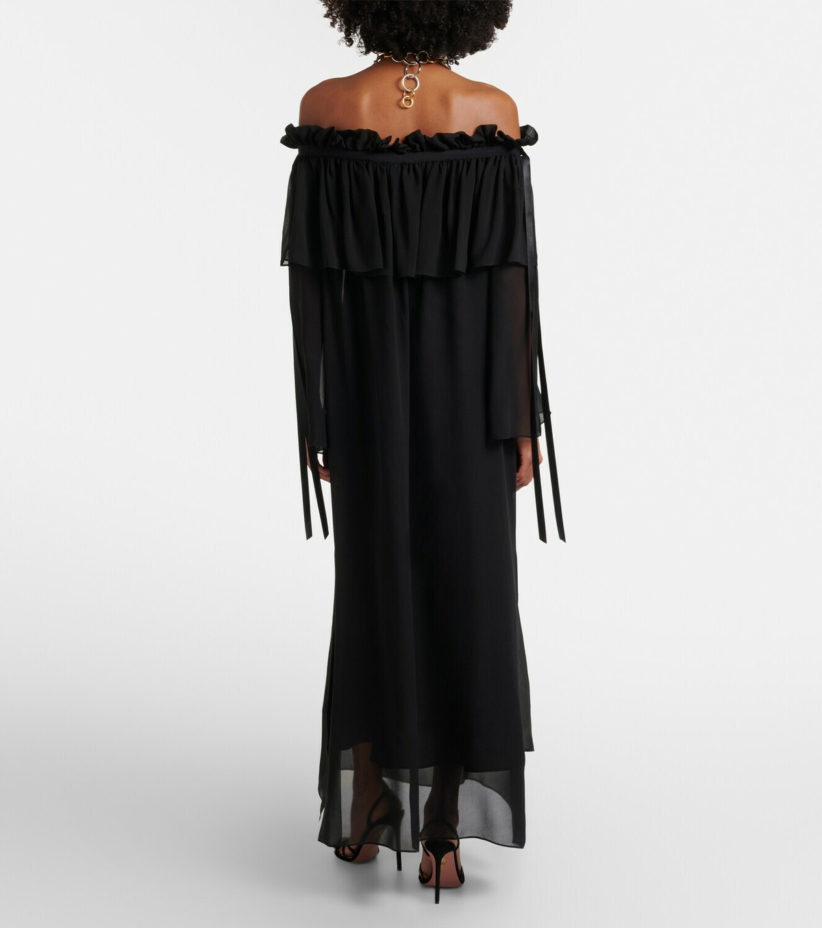 Nina Ricci Gathered sheer silk maxi dress