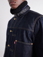Sacai - Levi's Plush and Leather-Trimmed Denim Jacket - Blue