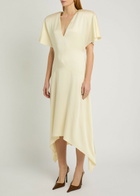 Stella Mccartney Asymmetric Satin Midi Dress Cream