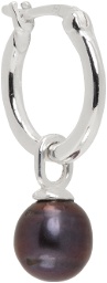Hatton Labs SSENSE Exclusive Silver & Black Pearl Hoop Single Earring