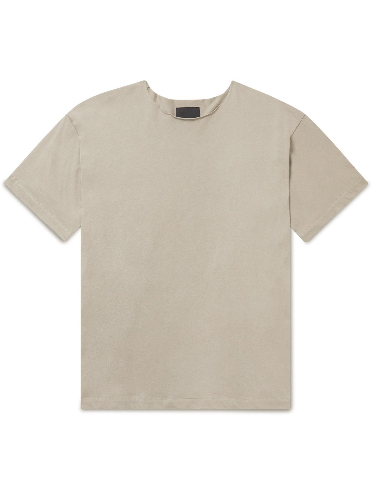 Fear of God - Distressed Logo-Appliquéd Cotton-Jersey T-shirt - Gray ...