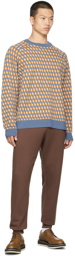 Dries Van Noten Blue & Orange Jacquard Knit Sweater