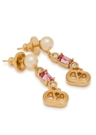 Valentino Garavani Ovalette Vlogo Swarovski Embellished Drop Earrings - Gold - One Size
