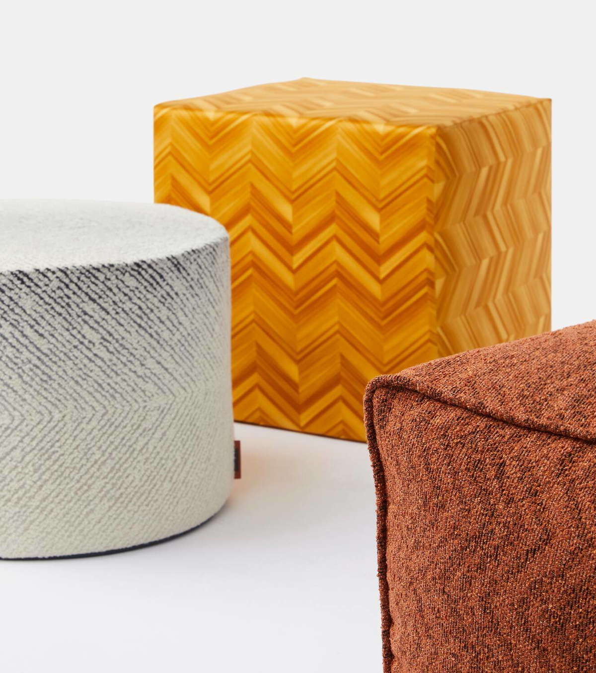Missoni Brouges cylindrical bouclé pouf