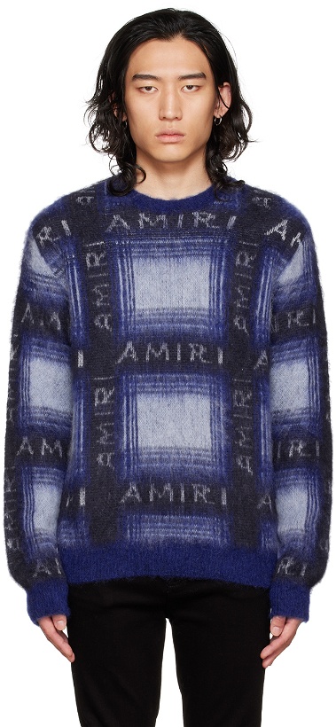 Photo: AMIRI Blue Plaid Sweater