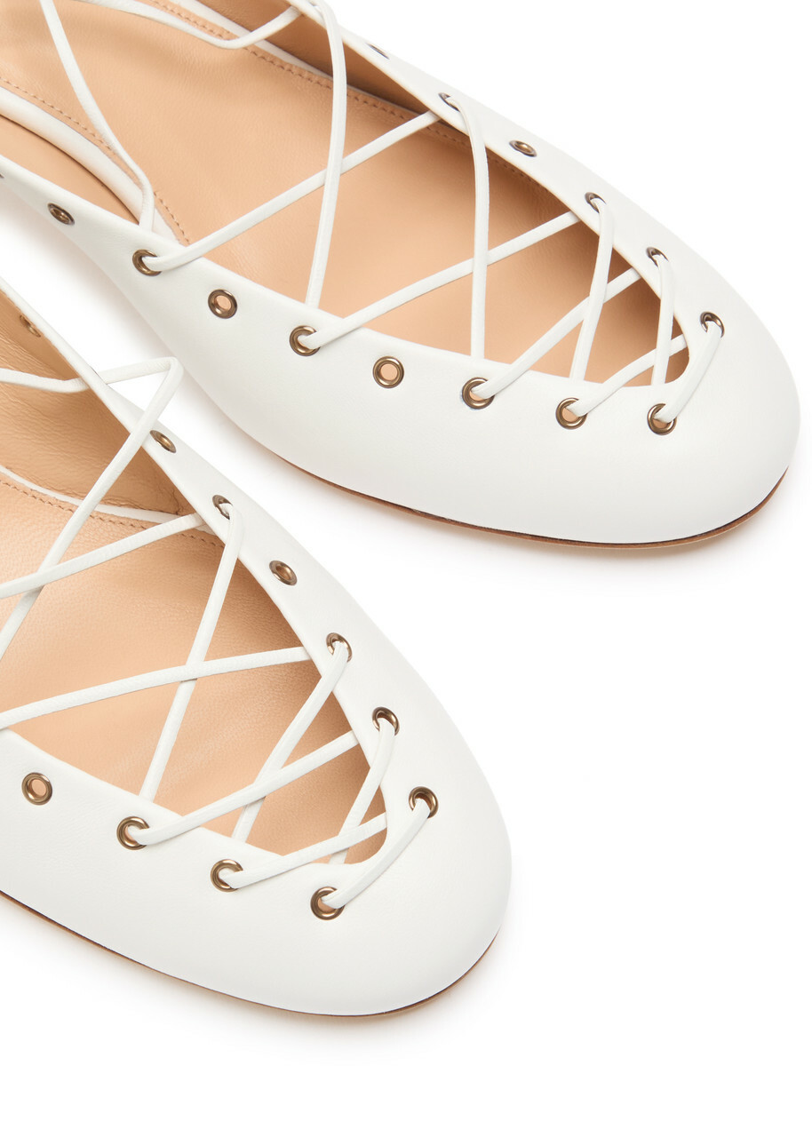 Chloe Ghilies Tie-up Leather Sandals White Chloe