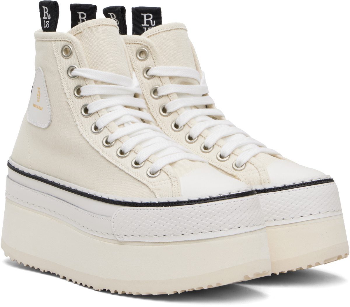 R13 Off-White Courtney Platform High Top Sneakers
