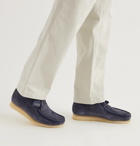 Clarks Originals - Wallabee Leather-Trimmed Brushed-Suede Desert Boots - Blue
