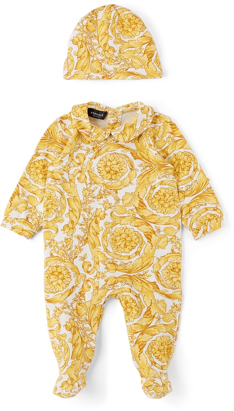 Photo: Versace Baby White & Yellow Barocco Bodysuit Set
