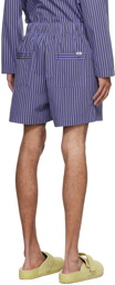 Tekla Blue & Brown Drawstring Pyjama Shorts