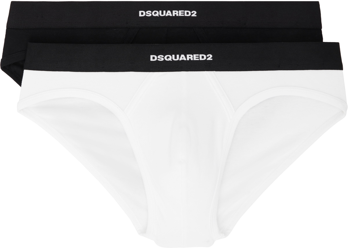 Dsquared2 Two-Pack Black & White Stretch Cotton Briefs