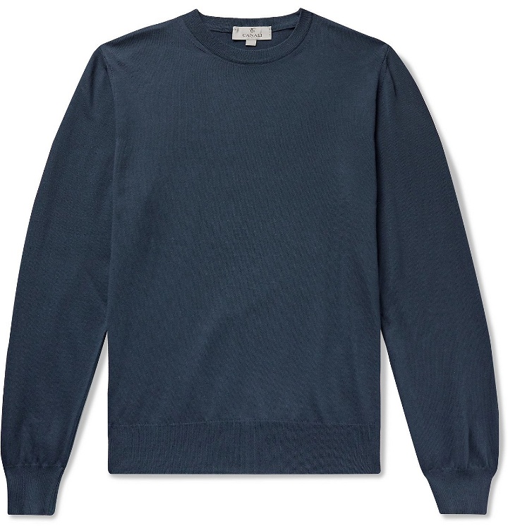 Photo: CANALI - Slim-Fit Cotton Sweater - Blue