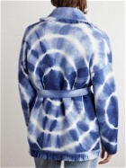 Alanui - Shawl-Collar Fringed Belted Tie-Dyed Wool Cardigan - Blue