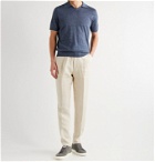 Brunello Cucinelli - Mélange Linen and Cotton-Blend Polo Shirt - Blue