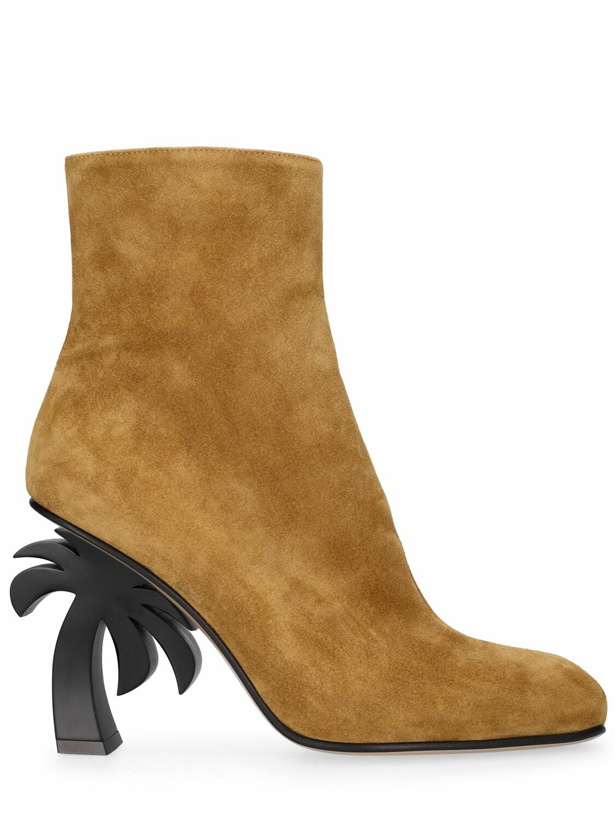 Photo: PALM ANGELS - 110mm Palm Heel Suede Ankle Boots