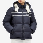 Gucci Men's Logo Hooded Down Jacket in Navy