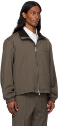 Helmut Lang Brown Relaxed Wool Bomber Jacket