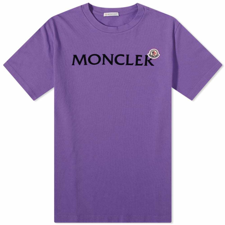 Photo: Moncler Men's Text Logo T-Shirt in Purple