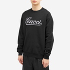 Gucci Men's Script Logo Crew Neck Sweatshirt in Black