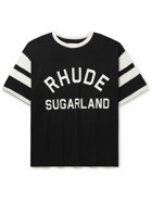 Rhude - Sugarland Logo-Print Striped Cotton-Jersey T-Shirt - Black