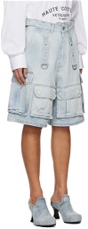 VETEMENTS Blue Multipocket Denim Shorts