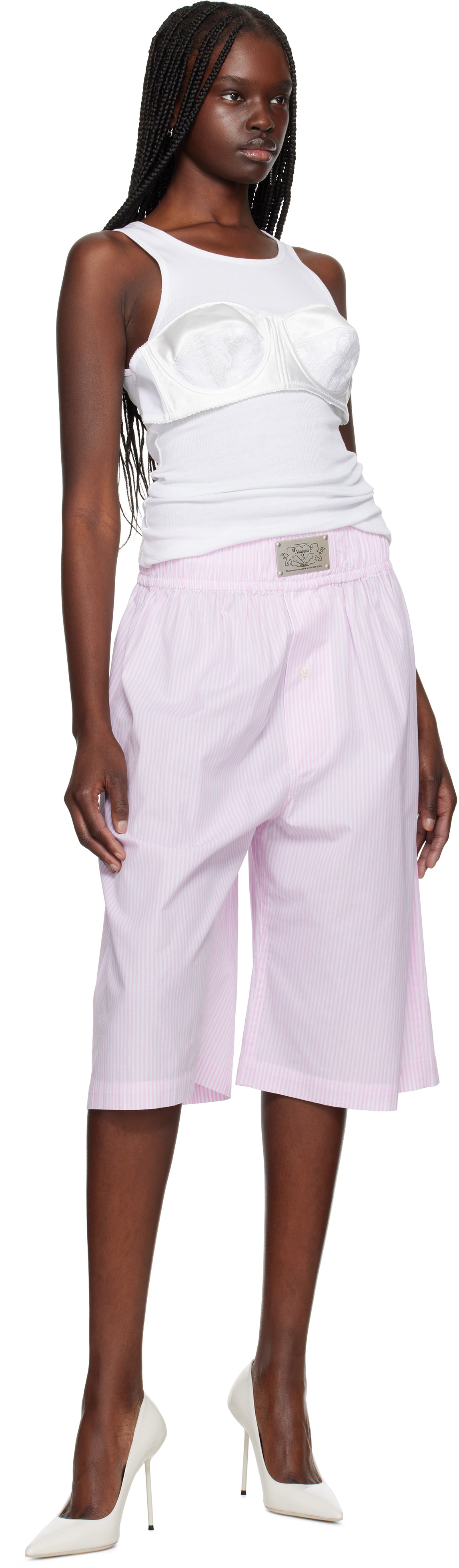 VAQUERA Pink & White Big Boxers Shorts