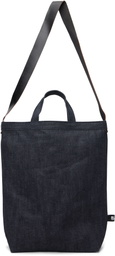 Black Comme des Garçons Navy Cotton Denim Cowhide Shoulder Strap Bag