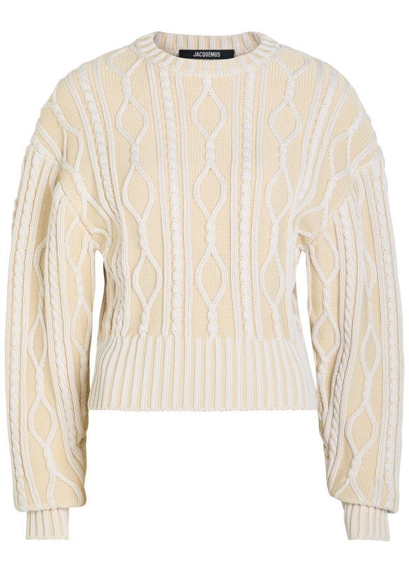 Photo: Jacquemus La Maille Amelo Cable-knit Cotton Jumper Ivory