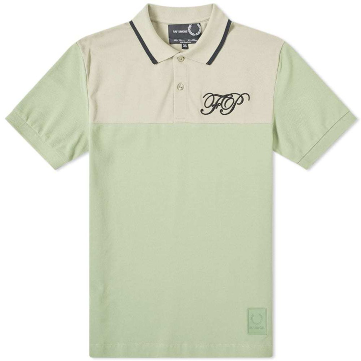 Photo: Raf Simons x Fred Perry Embroidered Initial Pique Polo Basil