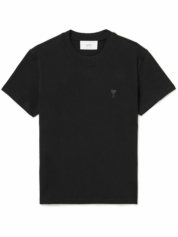 Photo: AMI PARIS - ADC Logo-Embroidered Organic Cotton-Jersey T-Shirt - Black