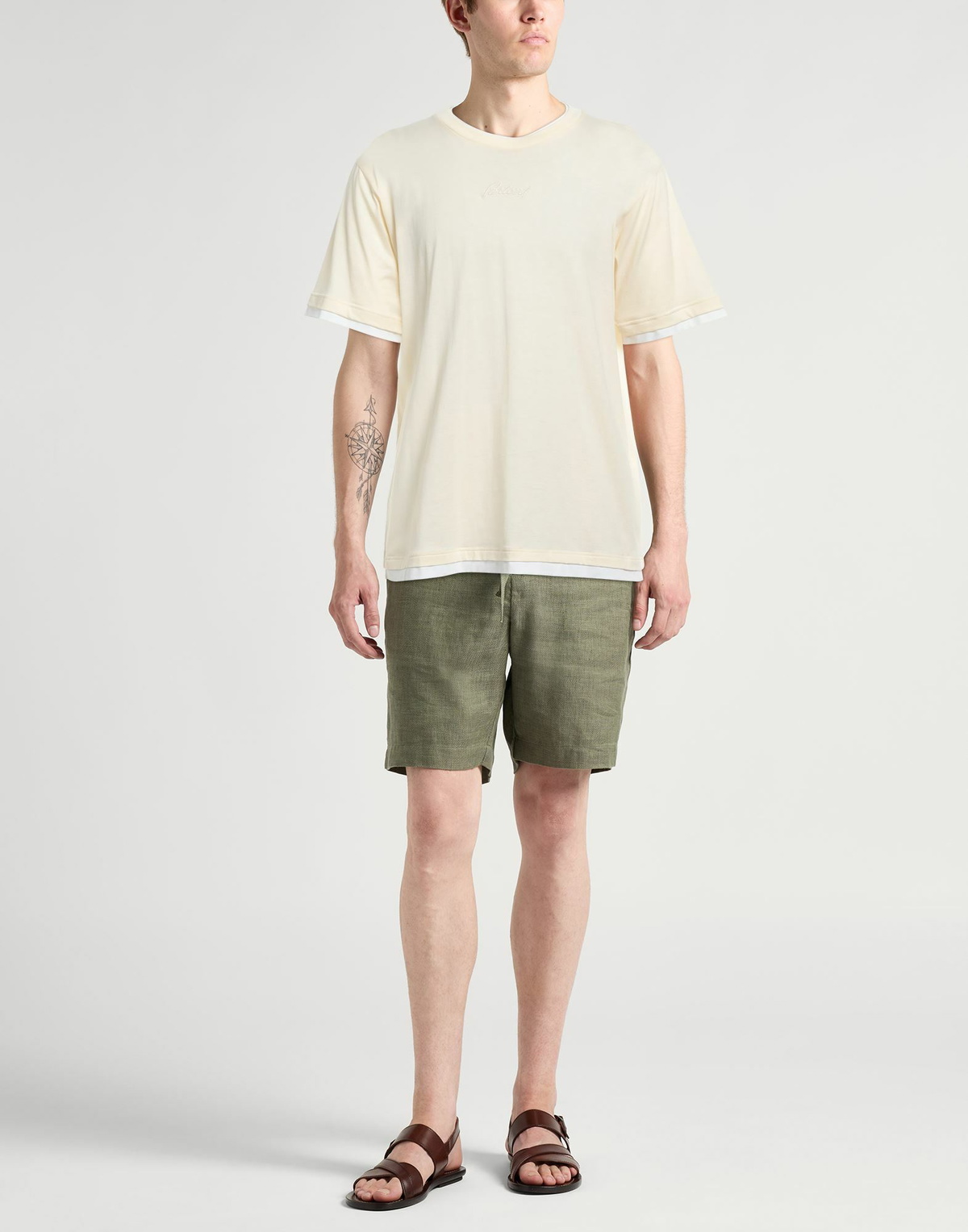 Brioni Mens T-shirt Cream