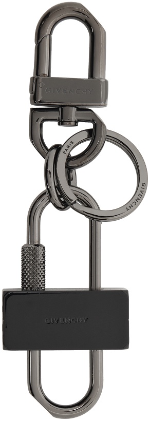 Photo: Givenchy Black & Gunmetal Padlock Keychain