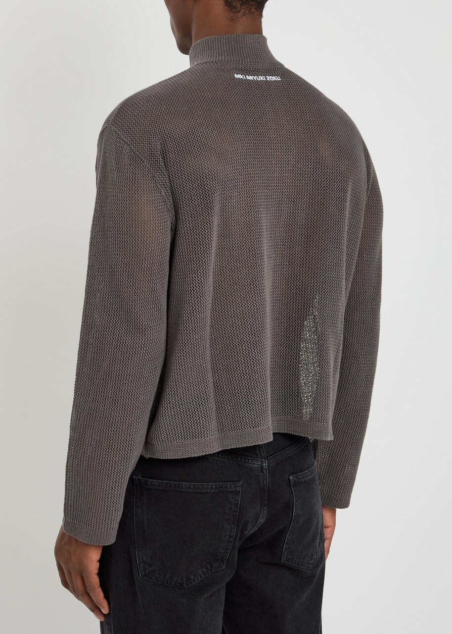 Mki Miyuki Zoku Open-knit Linen and Cotton-blend Cardigan Brown