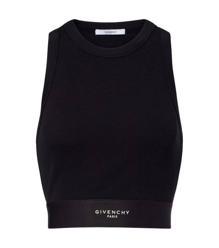 Photo: Givenchy Logo ribbed-knit cropped cotton tank top