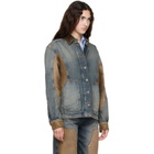 Off-White Navy & Brown Corduroy Patch Denim Jacket