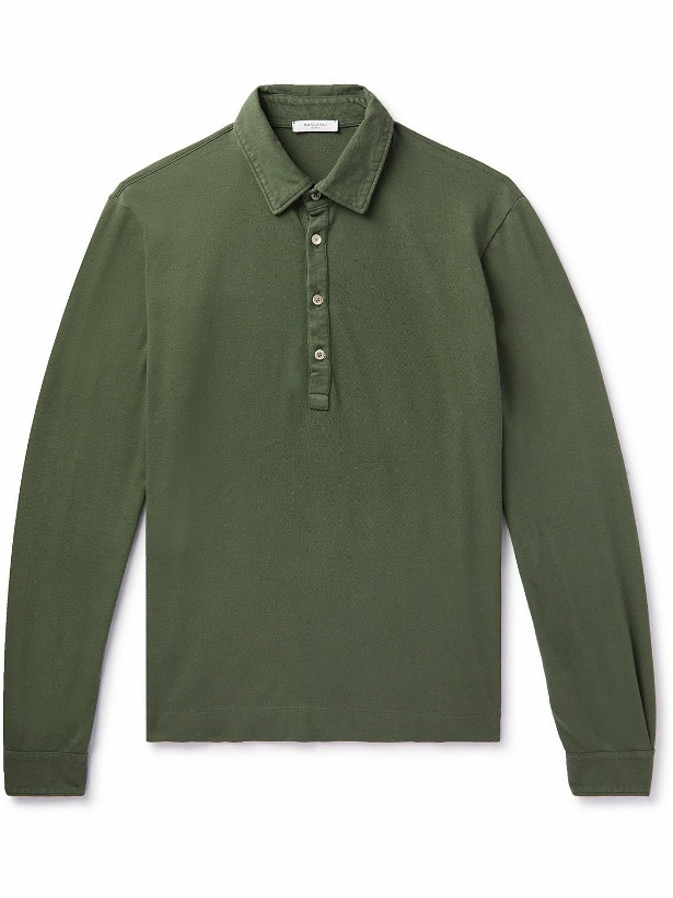 Photo: Boglioli - Garment-Dyed Cotton-Piqué Polo Shirt - Green